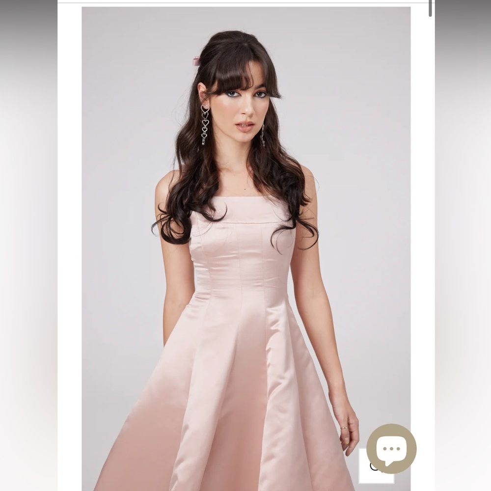CORALIE PINK BOWKNOT PLEATED MIDI DRESS